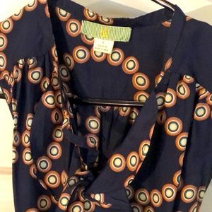 Lil Circle Print 100% Silk Ruffle Dress